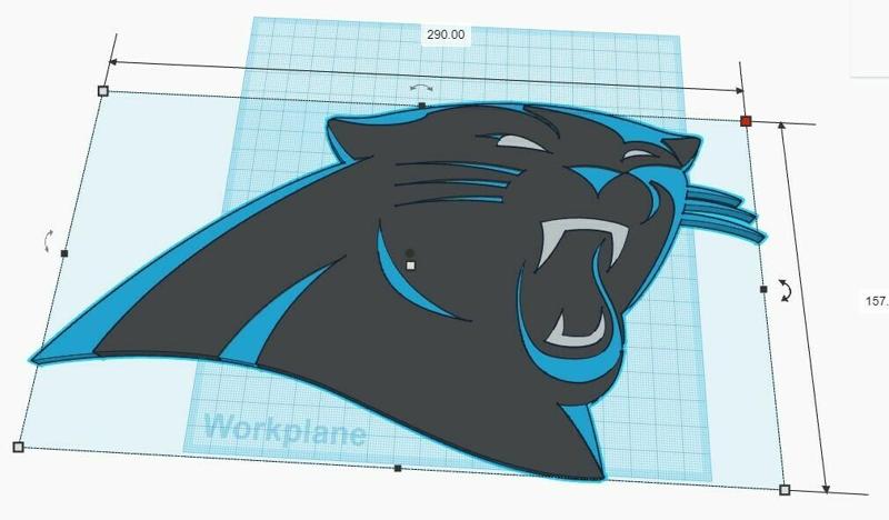 Carolina Panthers Wall Art - 29cm Wide Logo with keyhole