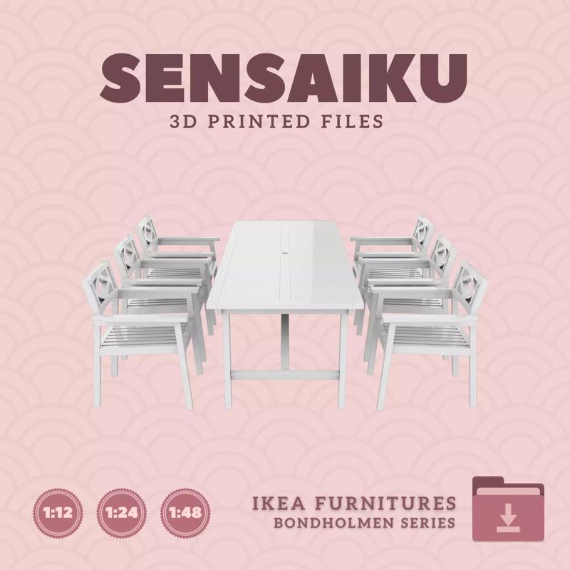 BONDHOLMEN Table  Armchairs for Dollhouse - IKEA - 3D Print