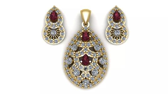 Stylish Diamond Pendant And Earring 3d Printable Model