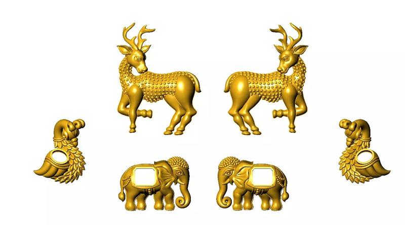 Deer  peacock  elephant