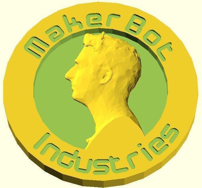 Bre Pettis OpenSCAD Medal, Now With Text