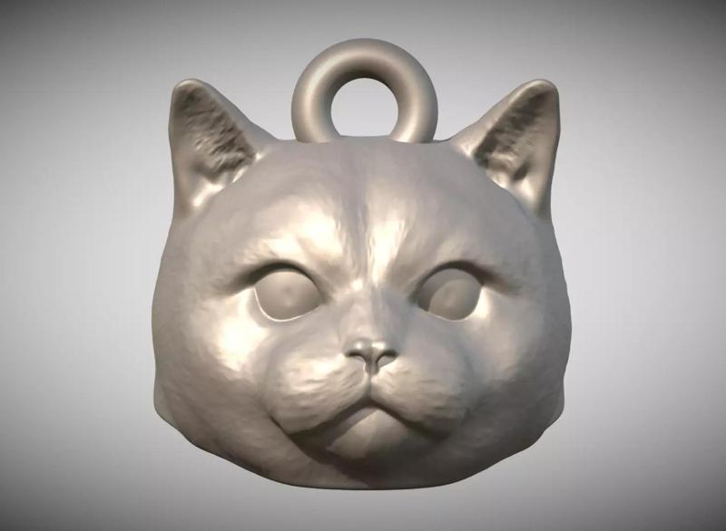 British Shorthair cat head key ring for 3D printing