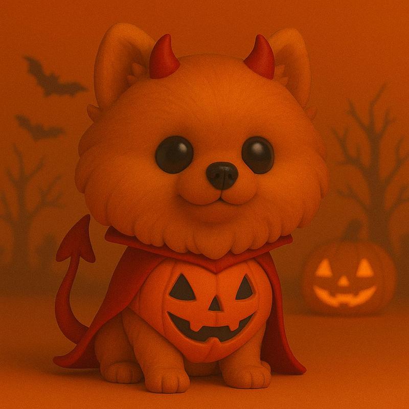 Pomeranian Halloween Devil POP -STL