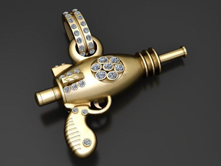 Gold Ray Gun Pendant