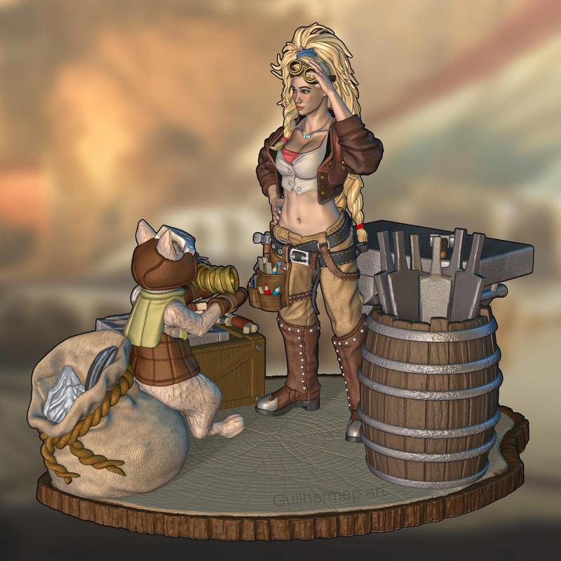 Gemma and Palico Diorama - MH Wilds