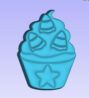 Candy Corn Cupcake Solid Model Relief for Vacuum Forming, Mold making, Silicone mold making, Bathbomb, bath bomb, soap