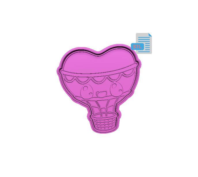 Kawaii Hot Air Balloon Cookie Cutter and Stamp Set