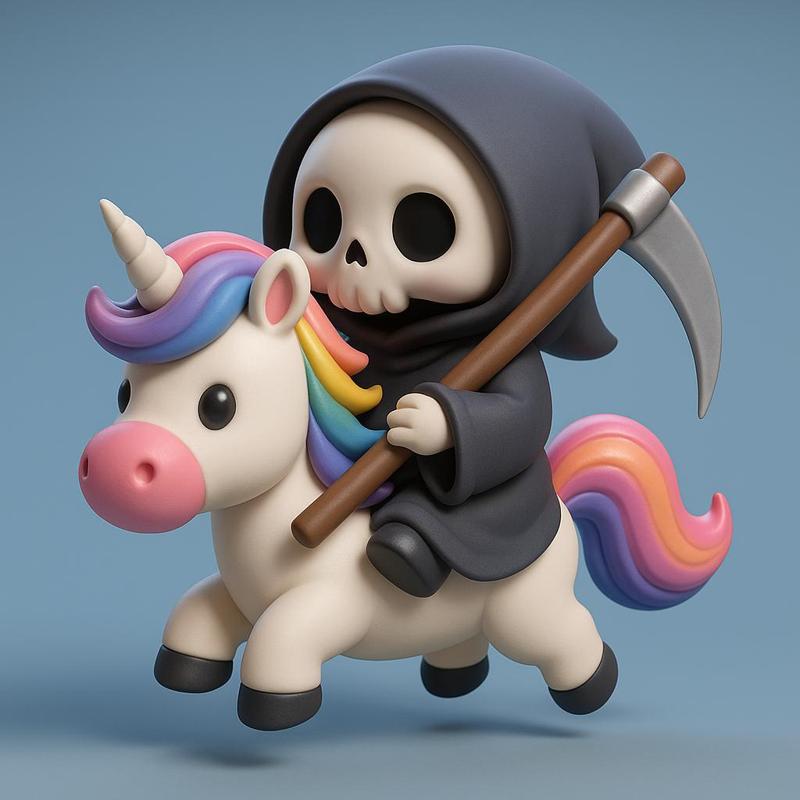Death riding a unicorn