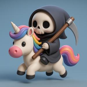 Death riding a unicorn