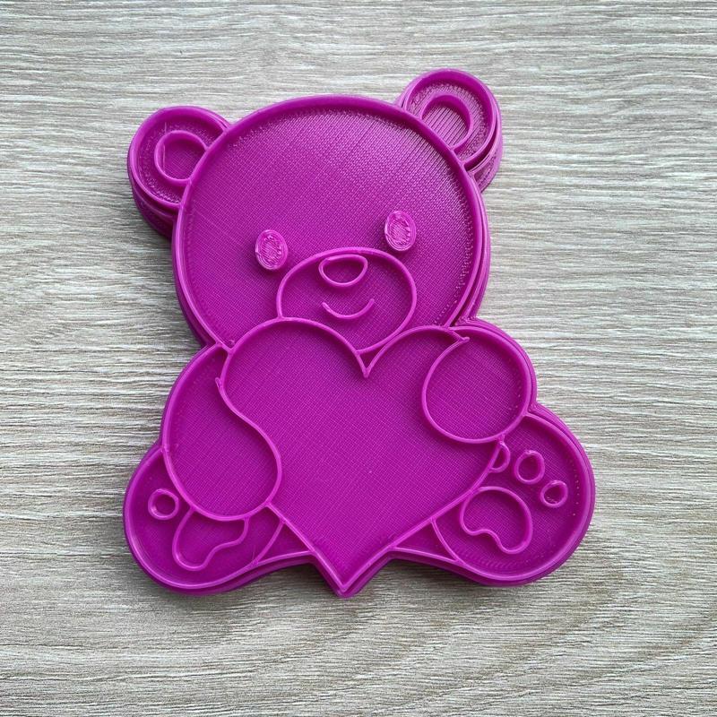 TEDDY VALENTINE CUTTER AND STAMP - BEAR LOVE CUTTER COOKIES