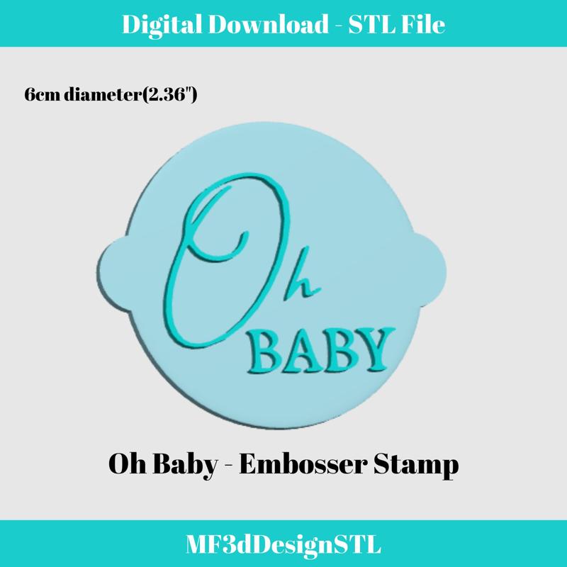 Oh Baby Fondant Stamp Embosser & Debosser | Polymer Clay Stamps | Baby Shower Cutters