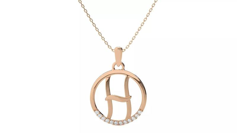 Letter Alphabet-H pendant 3dm render detail