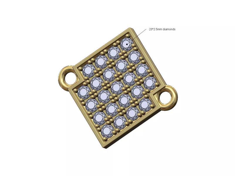 Diamond Lozenge plate bracelet charm and pendant