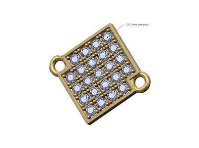 Diamond Lozenge plate bracelet charm and pendant