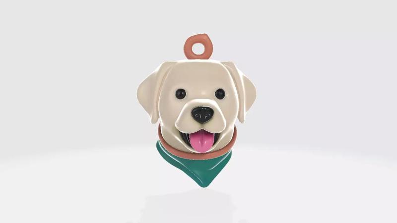Golden Retriever Dog Head Keychain with Bandana