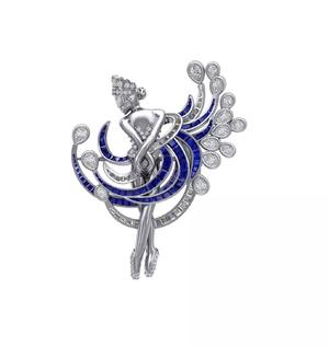 Jeulia Dancing Girl Sterling Silver Brooch