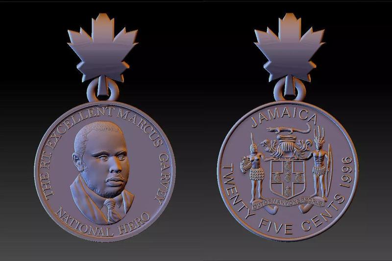 Jamaica America Garveyite National hero gold pendant