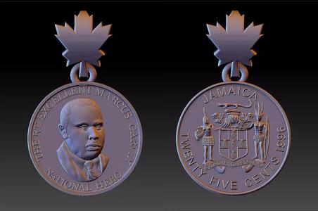 Jamaica America Garveyite National hero gold pendant