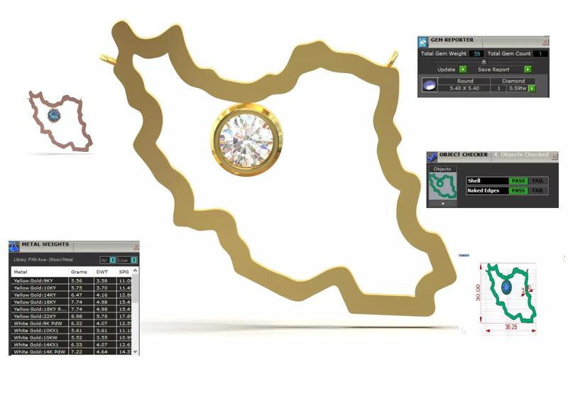 Iran Map stl 3dm jewelry Pendant Model jp0178