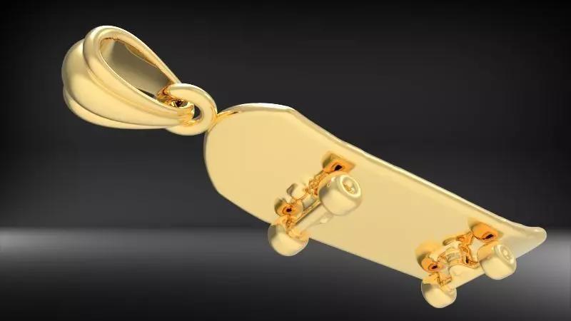 Skateboard 3D Charm Pendant