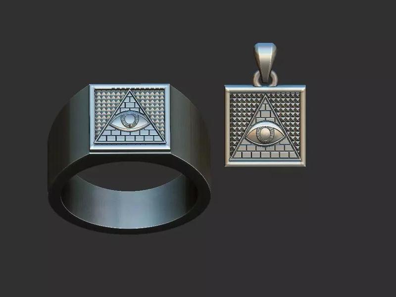 Masonic Eye of Providence Ring and Pendant