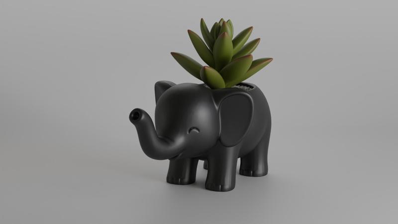 Cute Elephant Shaped Planter and Desk Organizer – 3D Printed Minimalist Elephant Pot for Succulents or Office Supplies
