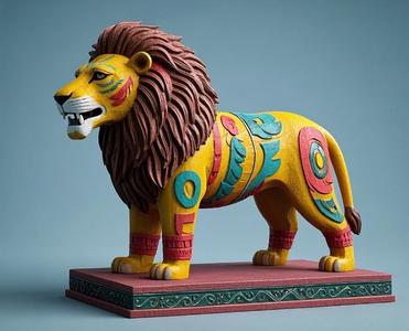 2272 Laughing African Lion with Majestic Mane - Full-Color Totem 3D Model, pug, dachshund, poodle, cat, dog, monkey, zebra, animal, armadillo, lion, fox, faun, pomeranian, troll, platypus, majestic, sculpture, fantasy, crocodile