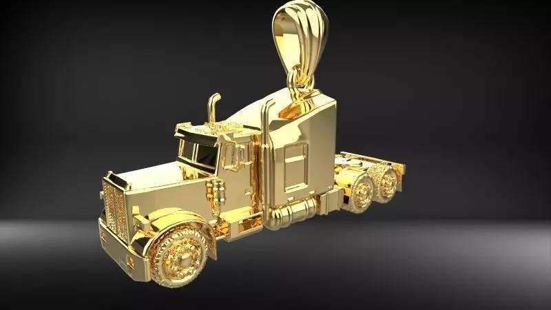 Semi Trailer Truck Pendant Necklace Jewelry