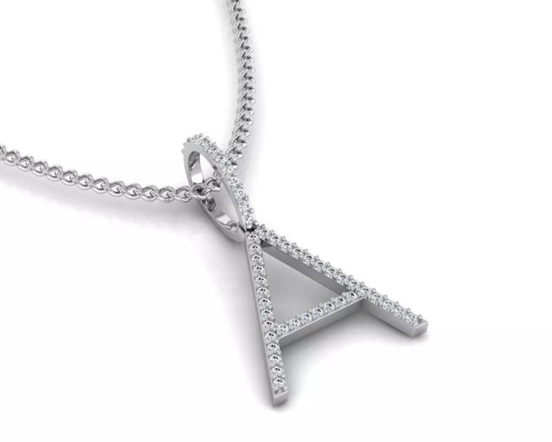 Letter A diamond cross pendant gold