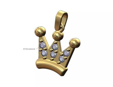Diamond crown pendant with bail