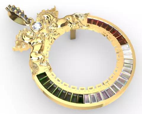 Horses 50 Peso Coin Bezel Mexican Flag