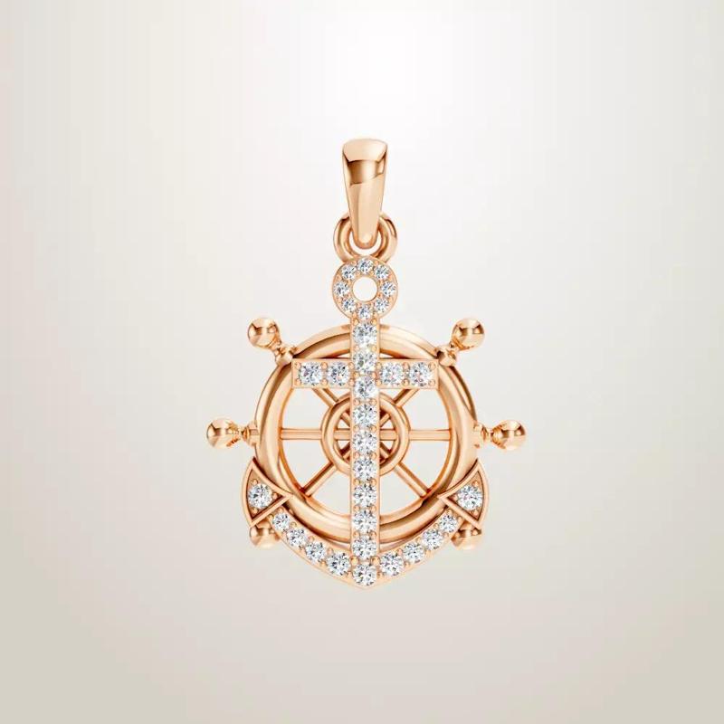 Fine Ships Ropes Helm and Anchor Charm Pendant