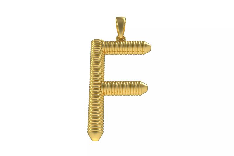 Spiral Initial Letter F Pendant