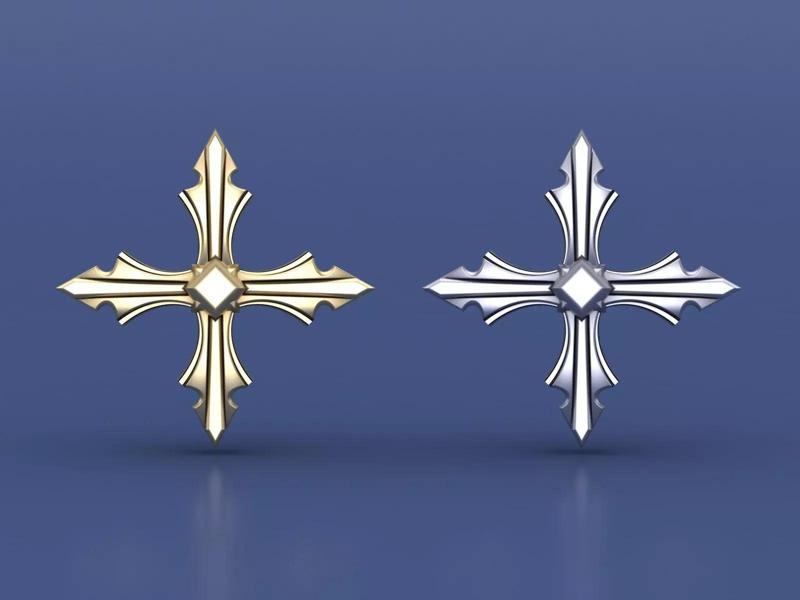 Sparkle 4 pointed Star Trident  Art Model For Jewelry Part