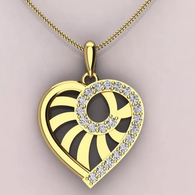 spiral-ling heart pattern  pendent necklace