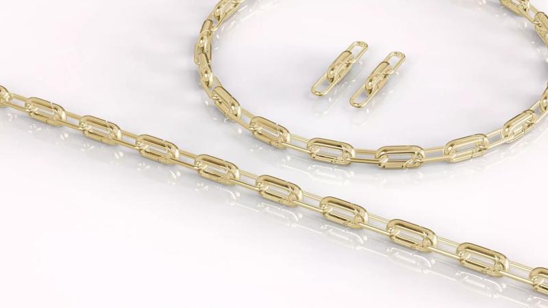Jewelry Necklace Bracelet Earring Gold Set Editable 3DM