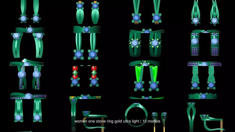 women one stone ring gold ultra light 3D Model Collection