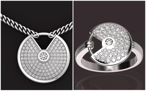 stylish  wedding set pendant and ring  3D Model Collection