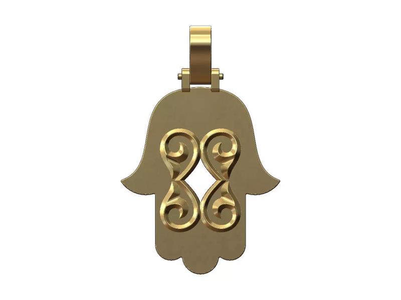 Floral scroll ornament Hamssa pendant