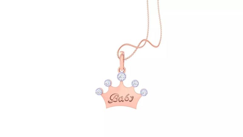 King Queen Crown Light Weight Kids Pendant Necklace Charms 3dm