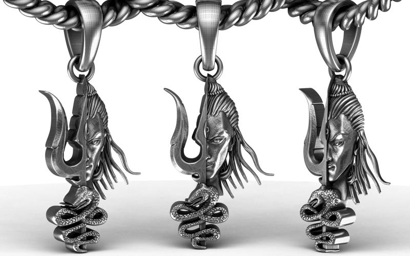 Shivji Trishul Face Pendant