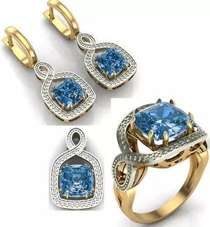 WOMAN SET RING EARRINGS AND PENDANT 3D Model Collection