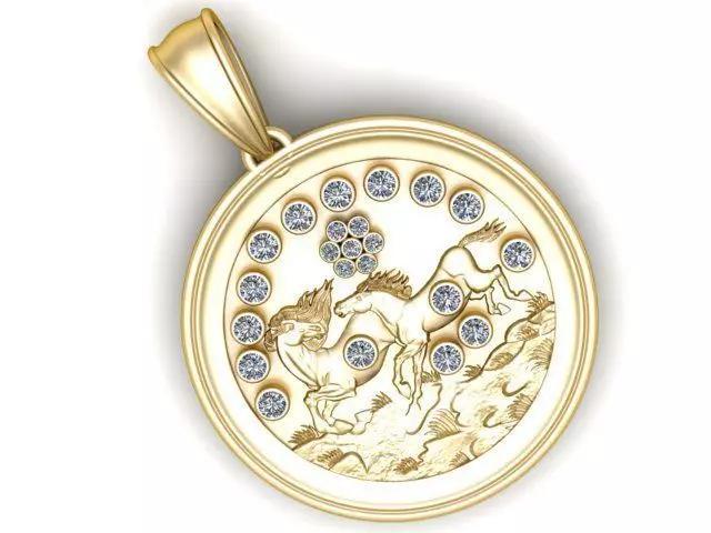 Horse gold pendant 3D printable model