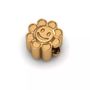 Jewelry gold flower charm with smiley face