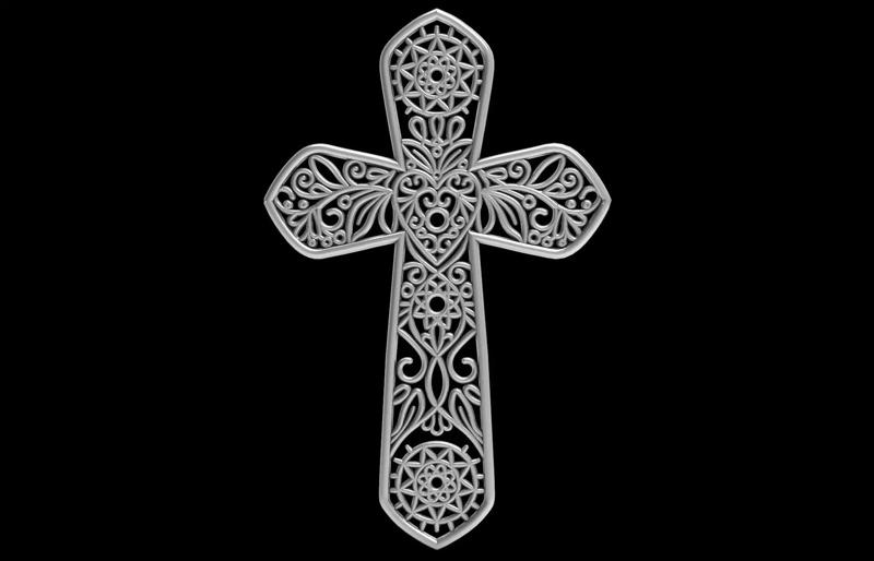 Heart Shape Wired Cross Pendant