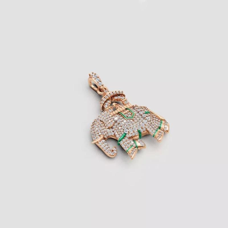 3D Cad jewelry design of Lady diamond Necklace Elephant Design