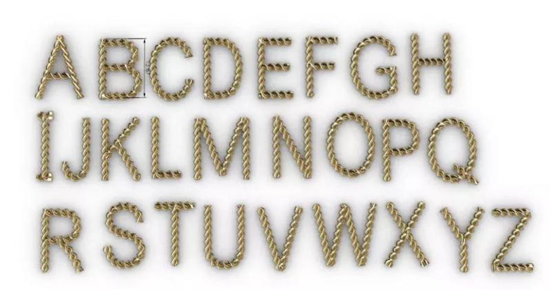 Twisted Gold 3D Letters Set
