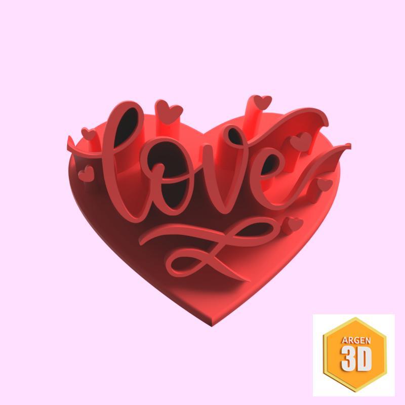 love heart with curved letters