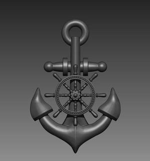 Anchor Ship Wheel Pendant
