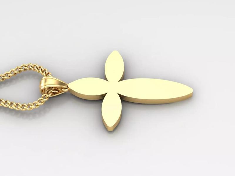 18K Gold Cross Pendant 3DM STL 1CP088